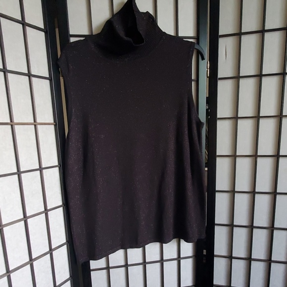 Kate hill 1x black sparkly turtleneck sleeveless - Picture 2 of 8